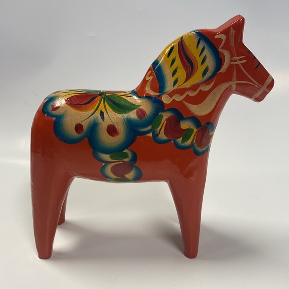 Nils Olsson Wood Dala Horse Figure Folk 7" tall at the ears Sweden colorful - Picture 2 of 10
